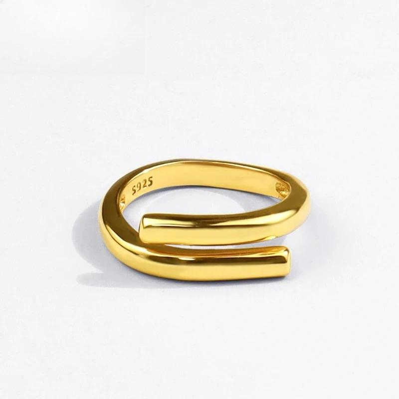 

XIYANIKE Silver Color Double Layer Geometric Ring Female Charm Fashion Simple Opening Light Luxury Handmade Jewelry Gift