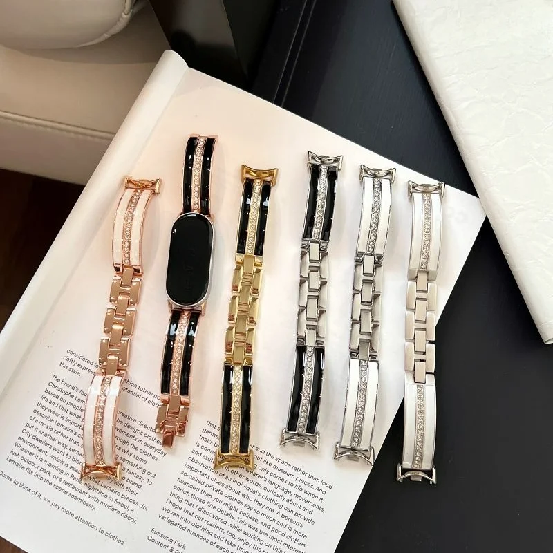 Luxury Strap for Mi Band 8 Bracelet Metal Wristband for Xiaomi Mi Band 9 Stainless Steel Band Miband 8 9 Replacement Accessories