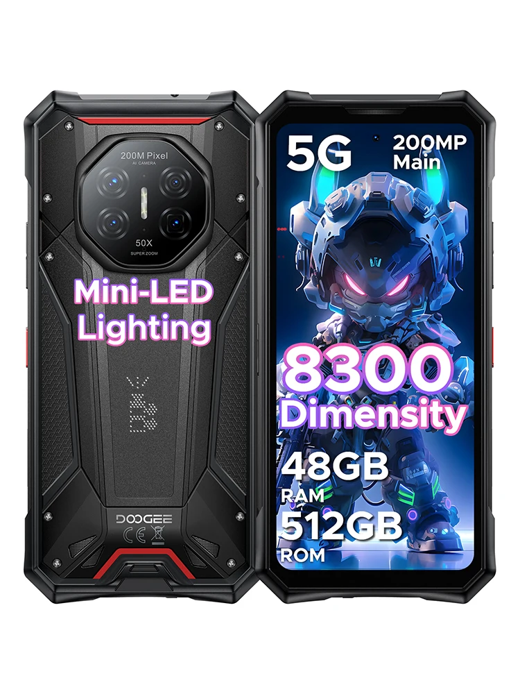 DOOGEE S300 Pro 5G Robustes Smartphone Dimensity 8300 6,78'' Display 48GB RAM (16GB+32GB) 512GB ROM 11000mAh 200MP Kamera Android 16