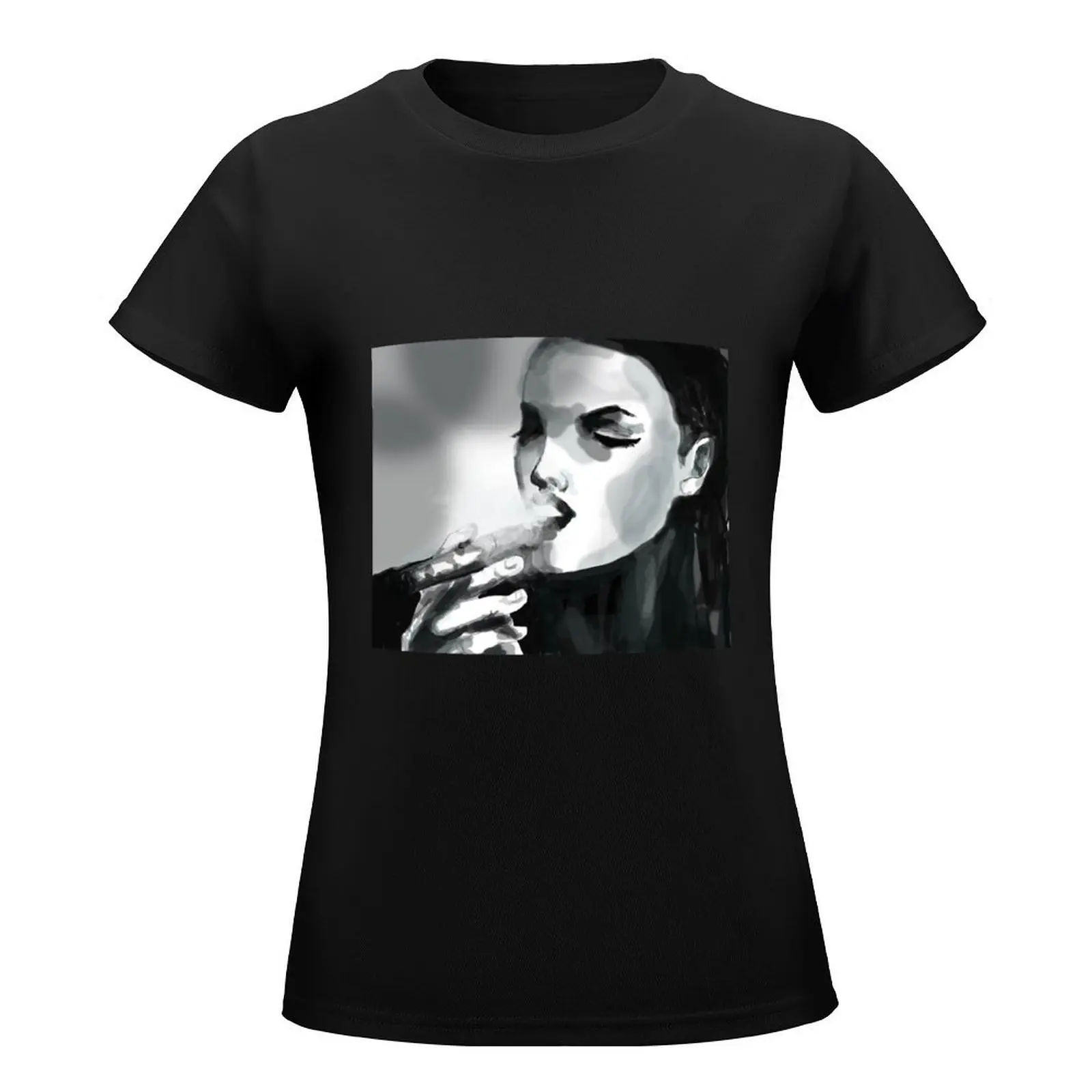 Woman Smoking a Cigar T-Shirt vintage clothes cute tops tees summer top black t shirts for Women