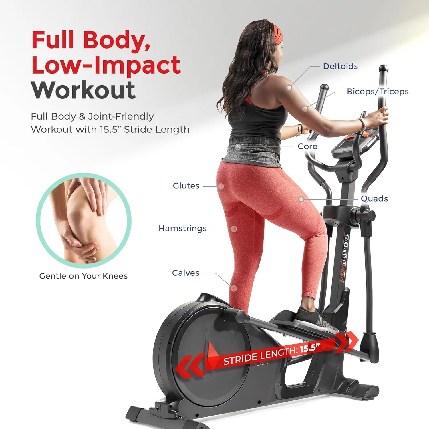 Fitness programável 16 máquina de exercício elíptico eletromagnético cross trainer, equipamento cardiovascular de corpo inteiro com/