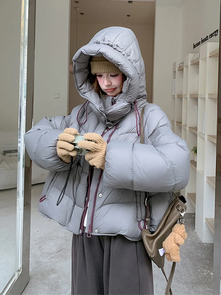 

Женская зимняя куртка-пуховик с капюшоном, новинка 2025 года, маленький размер, корейский стиль, высококачественная теплая верхняя одежда, пуховик Du