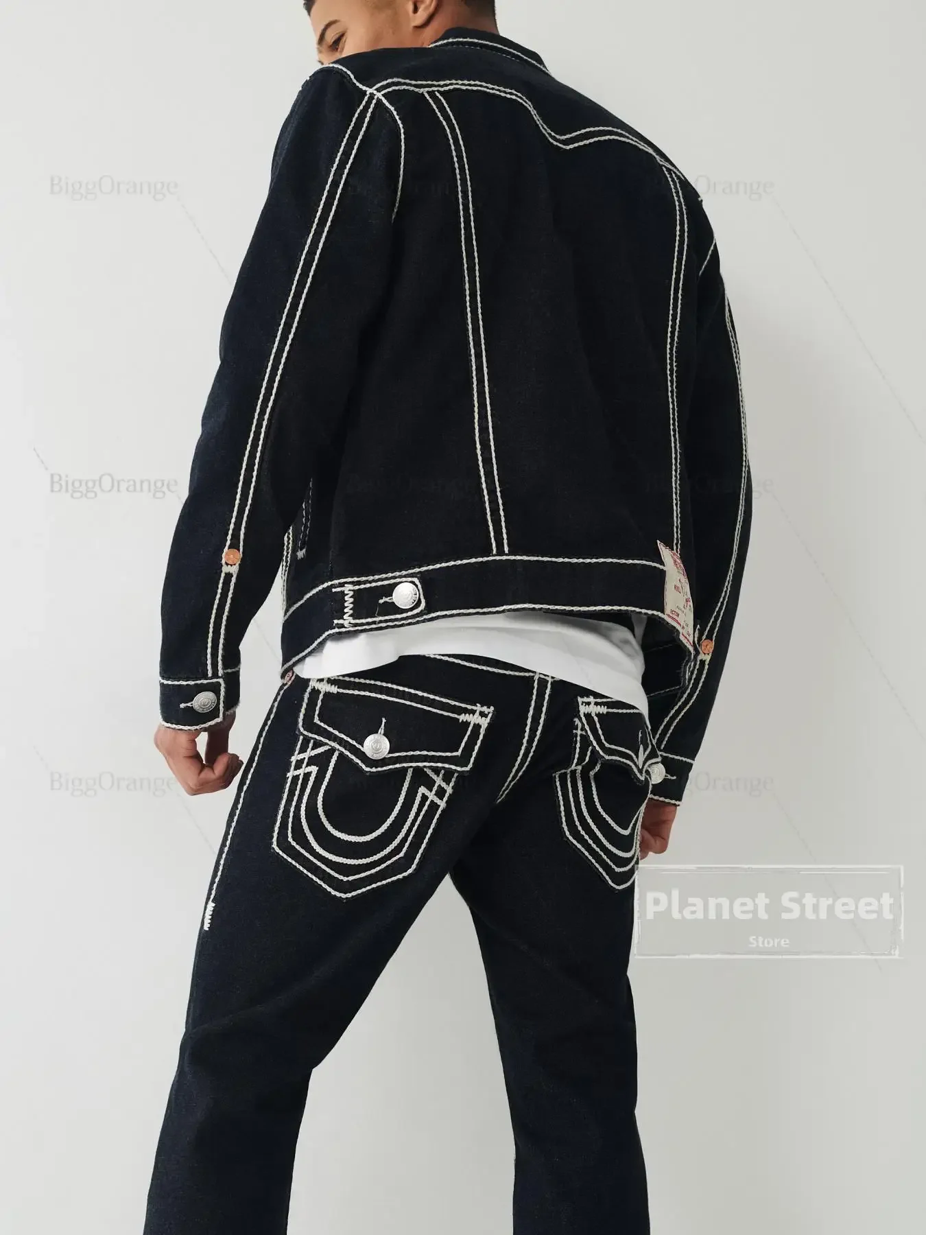 Harajuku vintage gótico buda bordado calças jeans y2k perna reta perna larga jeans hip hop rua lazer roupas masculinas