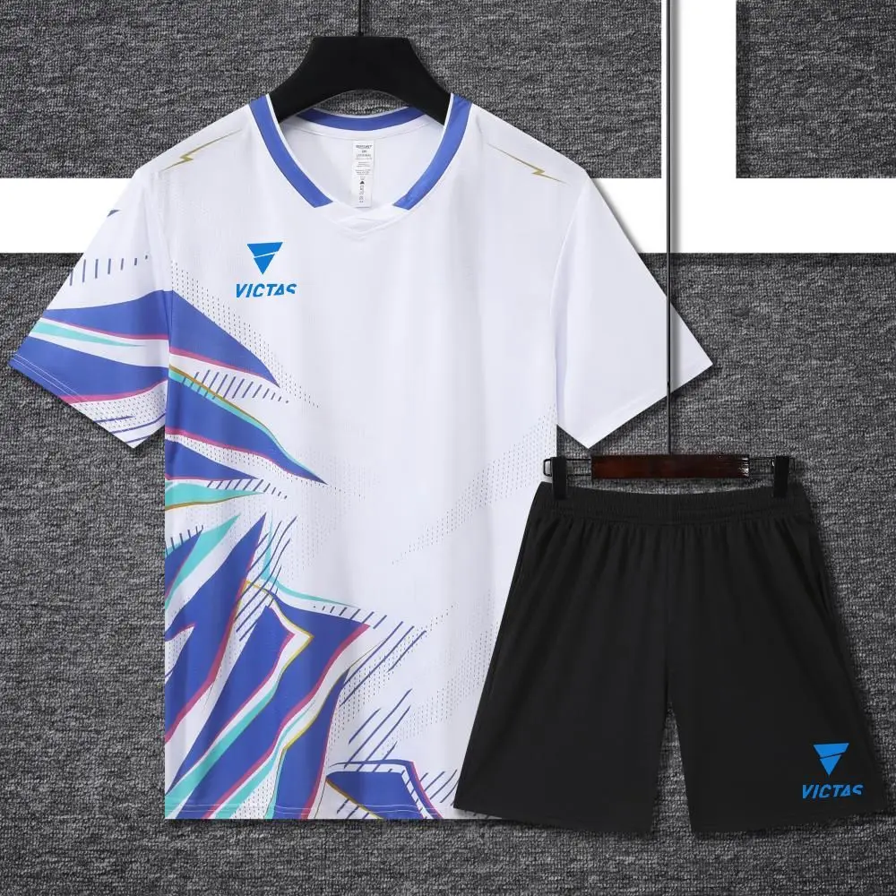 VICTAS Table Tennis Sports Men's and Women's Match Clothes National Team Short sleeved Table Tennis Training Clothes