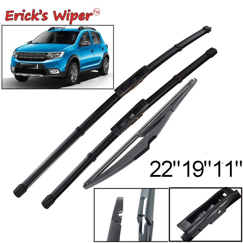 Erick's Tergicristallo Anteriore e Posteriore Spazzole Tergicristallo Set Per Dacia Renault Sandero 2015 - 2019 Parabrezza Parabrezza Finestra Spazzola 22 + 19 + 11