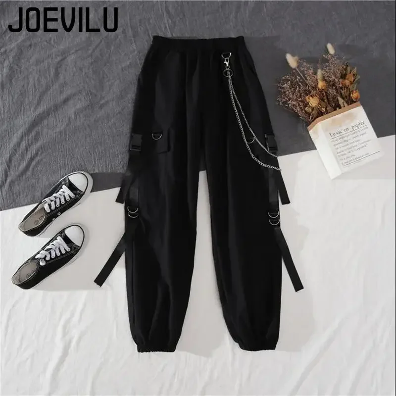 Tracksuit Removable Sleeve with Chain Top Handsome Casual Waistband Cargo Pants 2 Piece Sets Women\'s Outfits Spring Summer Suits