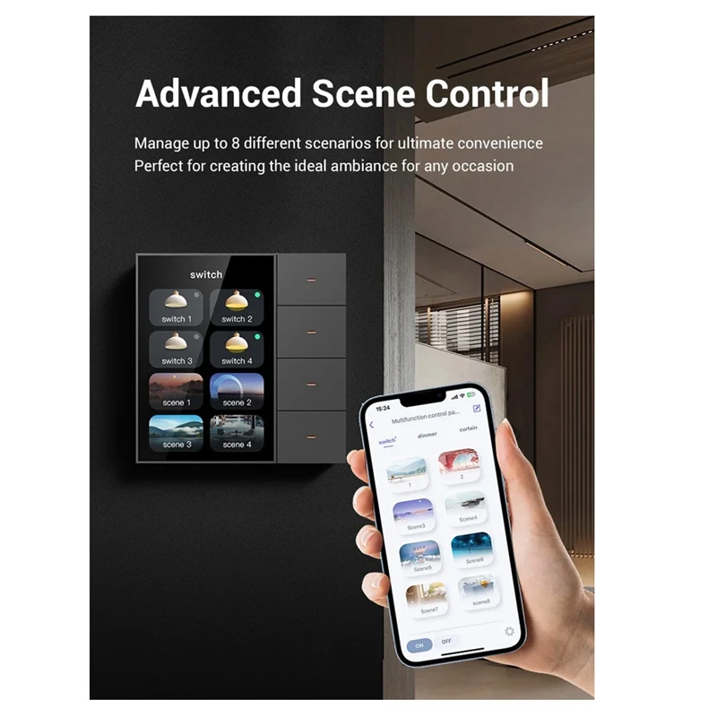 Tuya Zigbee 3.5 Inch Smart Wall Switch Touch Screen 4 Groups Switch 8-Way Scene Radar Sensor Dimming Switch Smart Home