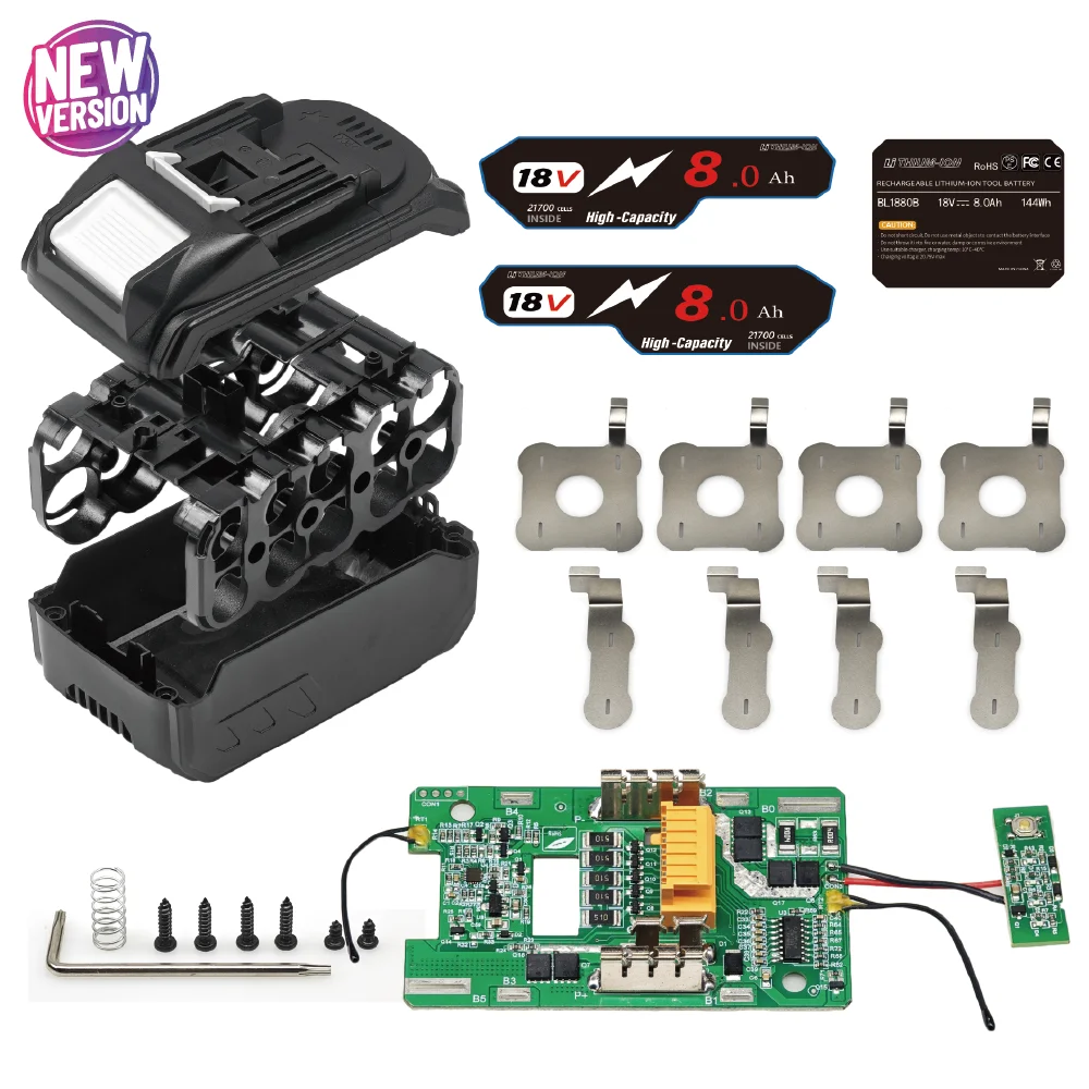 BL1880 Battery Case 10*21700 with Balancing function For Makita 18V DIY BL1860 BL1850 Shell Box With BMS PCB