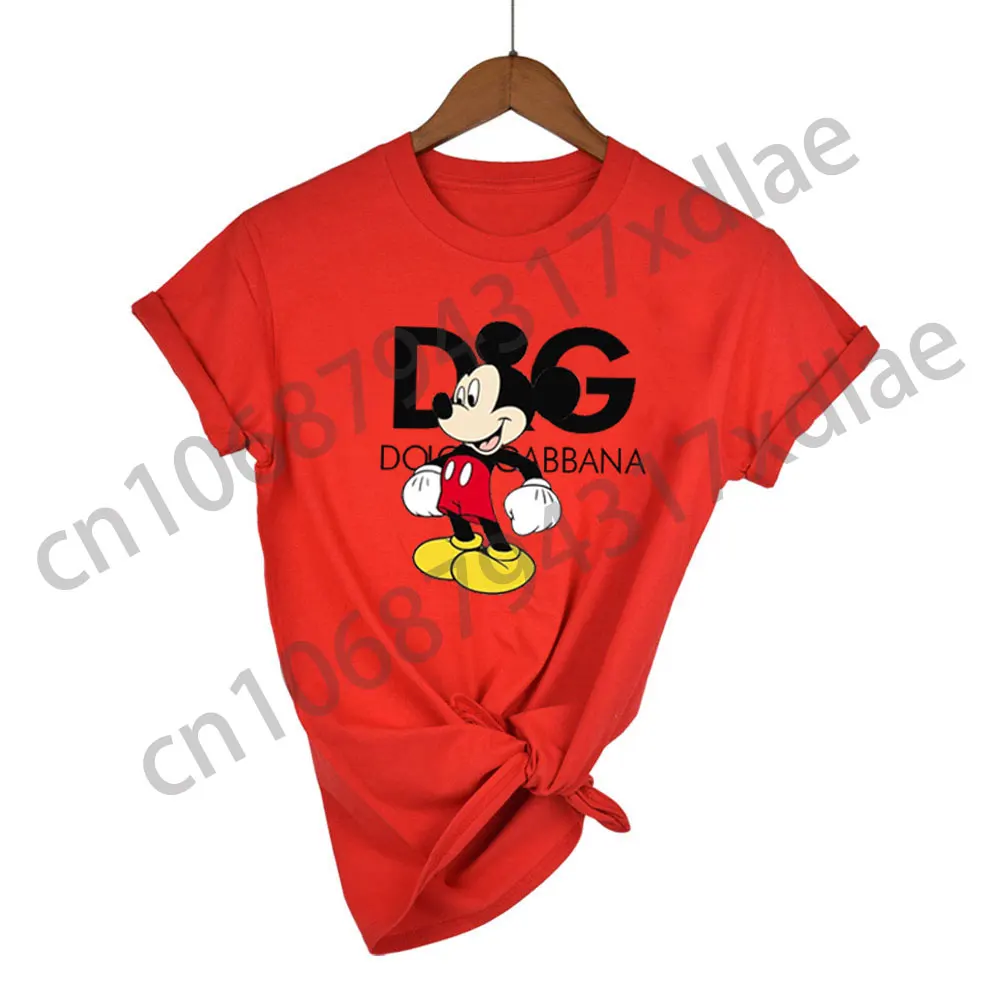

2025 Disney Mickey Mouse Fashion T-shirt Loose Round Neck Summer Casual Short Sleeve Top Women's Printed Original Women's T-shir