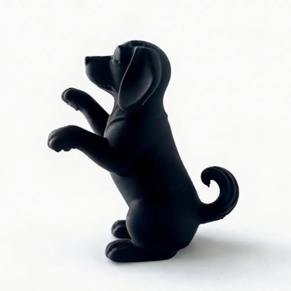 3D Printed Cute Dog Figurine Funny Puppy Sculpture Desktop Small Black Dog Ornament for Shelf Desk Home Office Decor