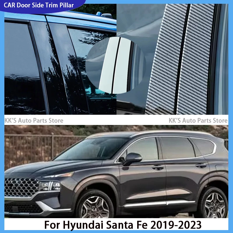 

Fit For Hyundai Santa Fe 2019 2020 2021 2022 2023 Glossy Piano Black Pillar Posts Door Side Window Trim Cover Accessories