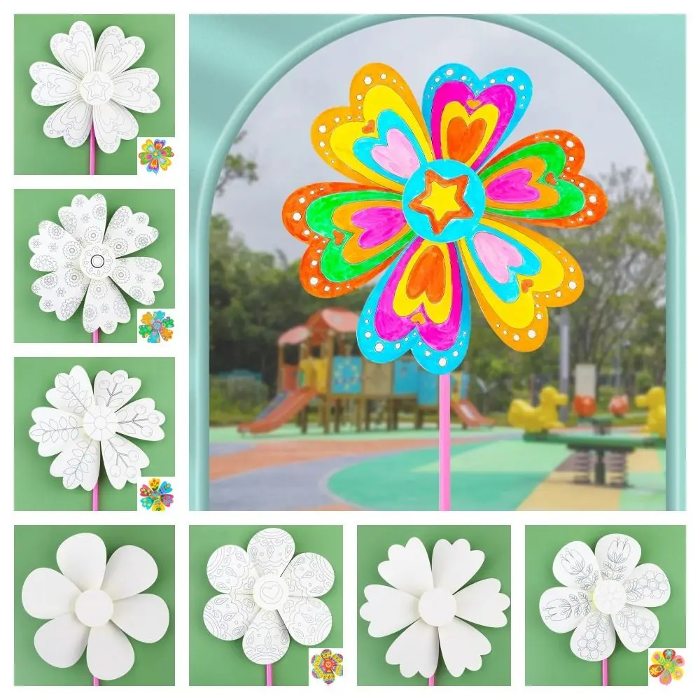 Drawing Art Blank Windmill Toys DIY Painting Handmade Painting Windmill Toys Color Playing DIY Painting Graffiti Puzzle Toy