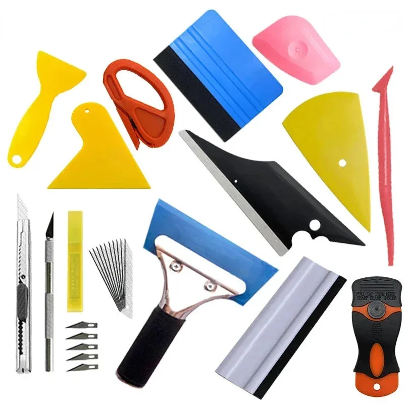 28Car Wall Film Tool Kit Doppelseitiges Schaber-Kunstmesser mit Klingenkombination