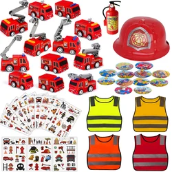 Firefighter Party Supplies Include Fire Truck Toy Kid Firefighter Helmets Stickers Accessories Toddler Birthday Gift