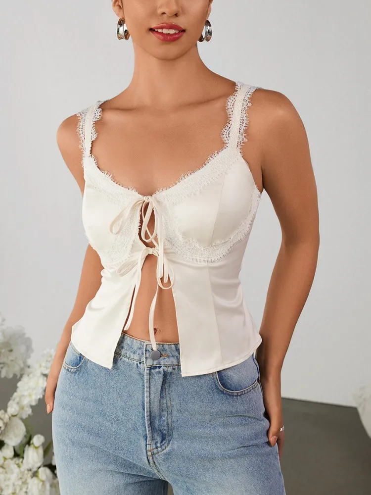 

2026 Women Summer Spaghetti Strap Top Backless Halter V Neck Basic Brown Cami Sleeveless Tank Tops Women'S Summer Camisole