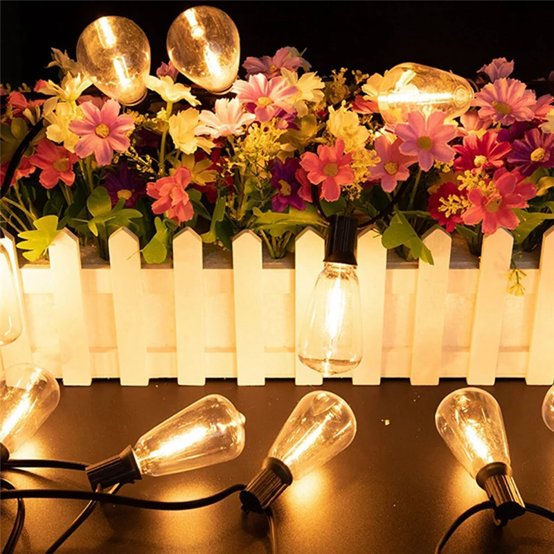 ST38 LED Light String Patio Shatterproof Lights Waterproof Light String For Bistro Porch Deck Backyard EU Plug