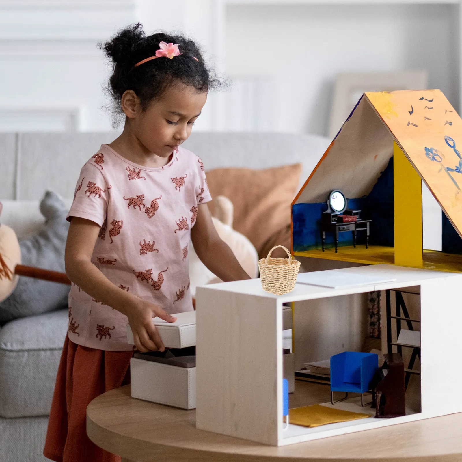 

1 шт. миниатюрная плетеная корзина для декора, украшение для мини-домика, поделка, реквизит для фото, мини-корзина для хранения, украшения