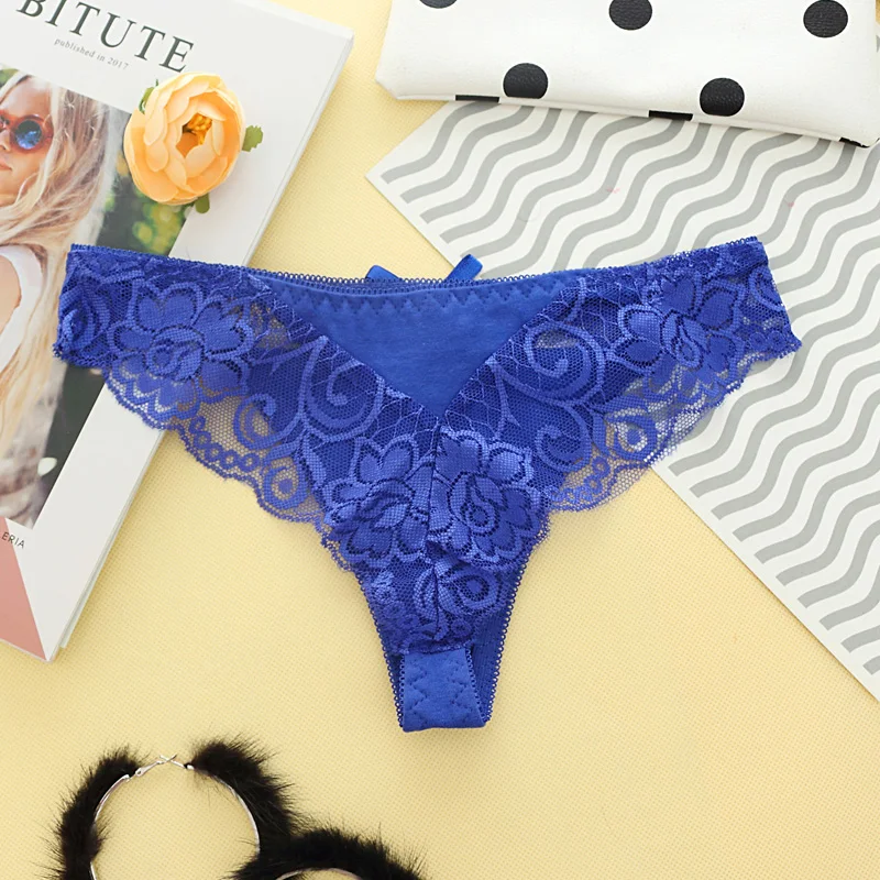 Lace G-string Seamless Panties Cotton Women\'s Underwear Sexy Panty Female Underpants Thong Solid Color Pantys Lingerie Knickers