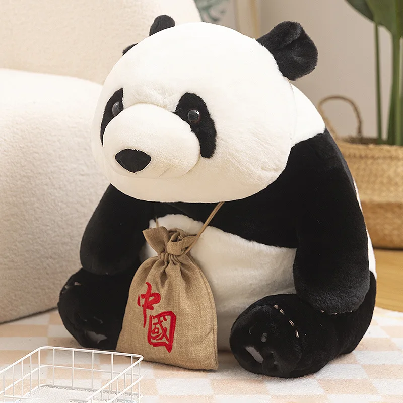 Panda gigante chinês brinquedo de pelúcia para crianças, desenhos animados bonitos recheados, brinquedo macio, vida real, boneca linda, presentes de aniversário, boneca simulada