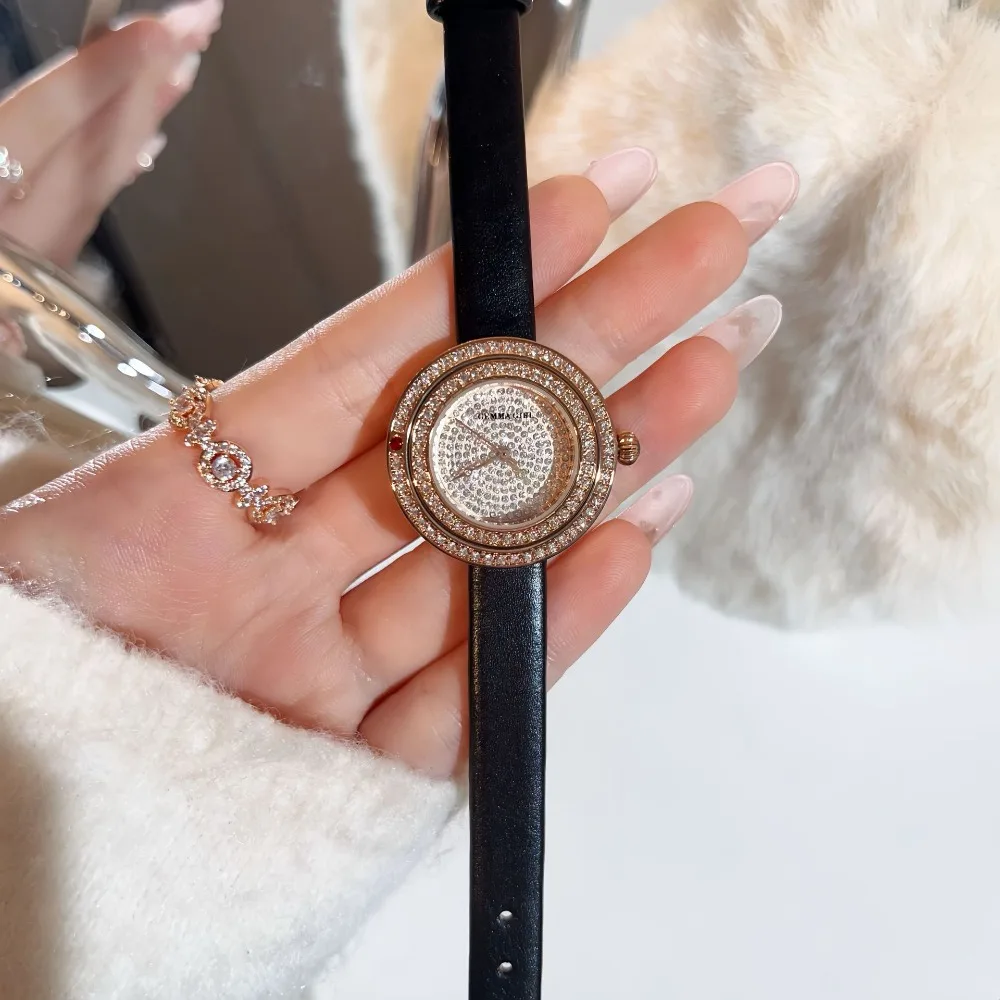 

Женские часы с поясом и бриллиантами, женские легкие роскошные часы премиум-класса с большим циферблатом и бриллиантами
