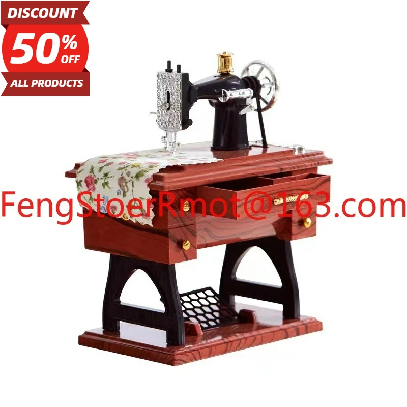 hair sewing machine music box, retro simulation small sewing machine model music box, ornament creative gifts