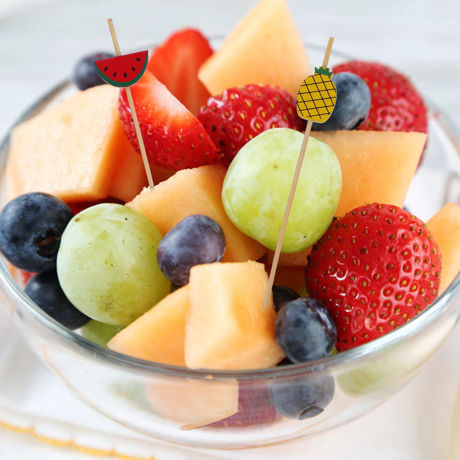 

100pcs Fruit Picks Wooden Cocktail Sticks Hawaiian Cake Topper Dessert Decorations Party Supplies Kitchen Bar Tools