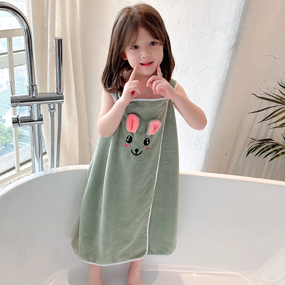 High Grade Children's Bath Towel Skirt Hair Band Suitable for Wear By Older Children In Bathrobes 3-15 Years Old Absorbent