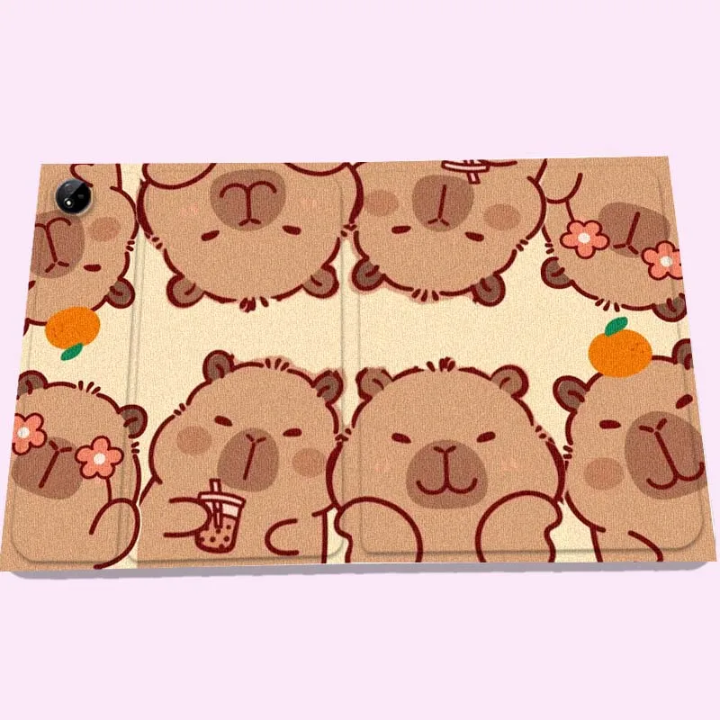 

Capybara Cartoon Cute Art For Vivo IQOO Pad Pad2 Pad3 Pad5 Air SE Pro 11 11.5 12.1 12.3 13 inch Foldable Cover Tablet Case