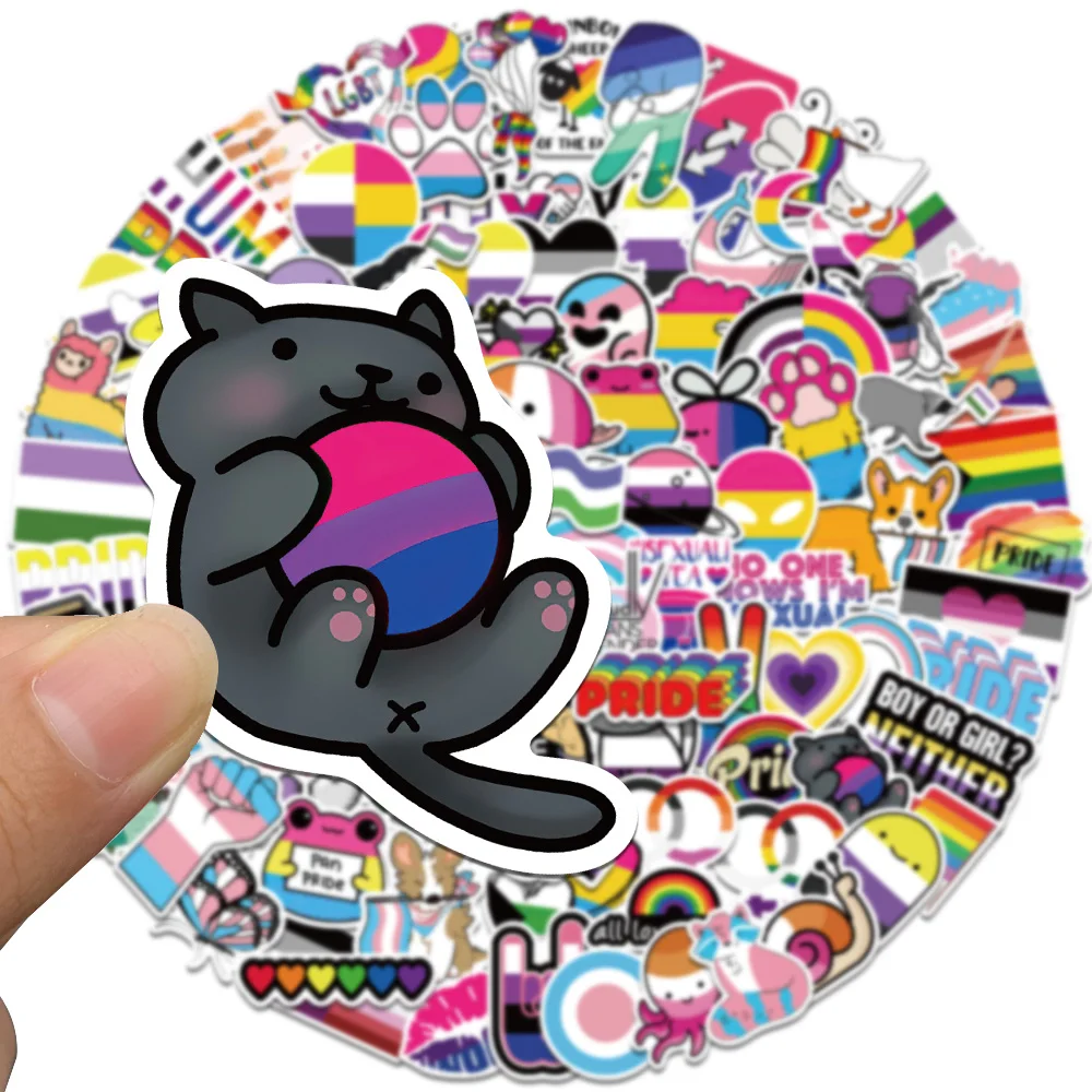 50/100pcs Gay Pride Stickers Rainbow Stickers in Bisexual Stuff Colorful LGBTQ Sticker for Water Bottle Laptop Motor Phone