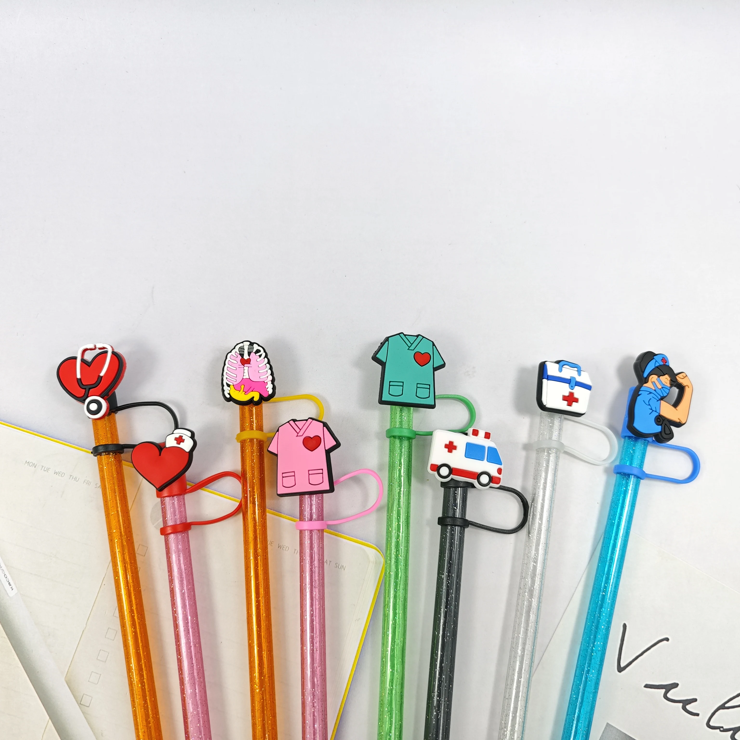 Cartoon Medical Series Straw Covers And Straw Caps Fun And Functional Beverage Accessories