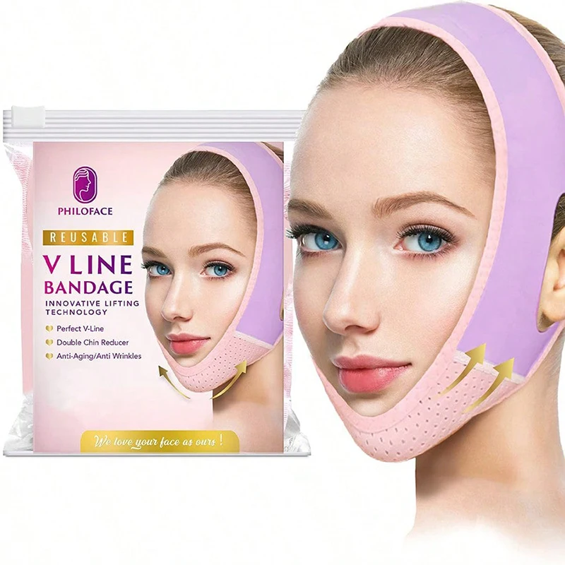 Cinta de estiramiento Facial en forma de V, vendaje de barbilla reafirmante suave, vendaje Facial en forma de V, máscara de levantamiento de