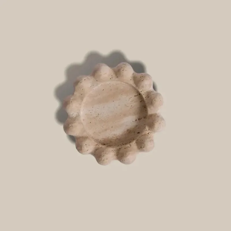12.5X4CM Natural Marble Storage Jewelry Pallet Panel Art Deco Radio Wave Pattern Round Mixed Color