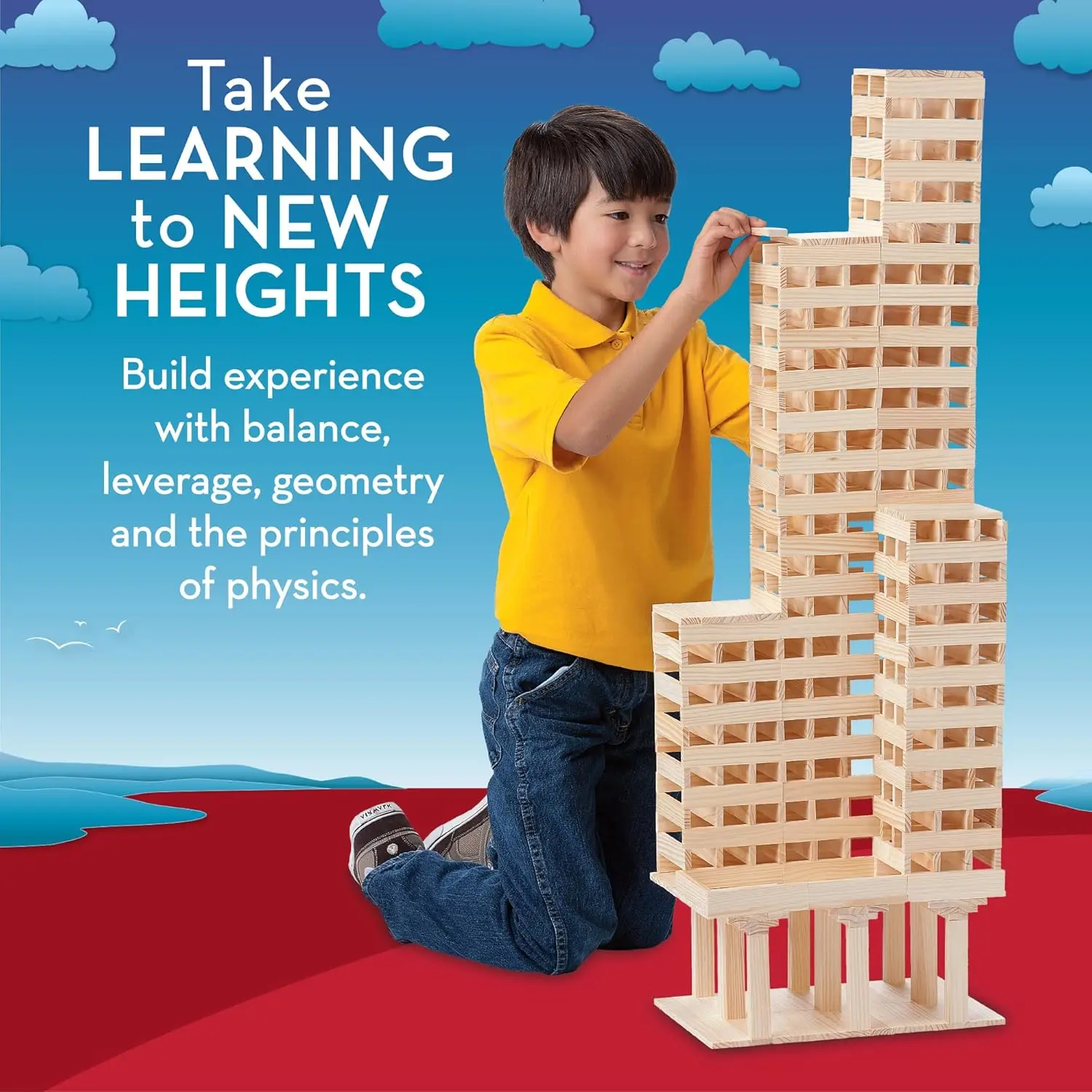 Structuras 600 tablones - Kit de construcción 3D de forma libre para niños - Crea tus propios diseños de arquitectura con bloques de madera simples