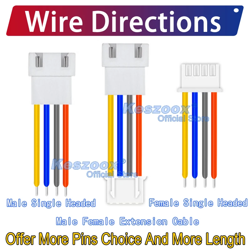 JST XH2.5mm Extension Wire Connector 2/3/4/5/6/7/8/9/10/11/12Pin Cable Crimp Terminals Block Jack Plug Connectors 22AWG Copper