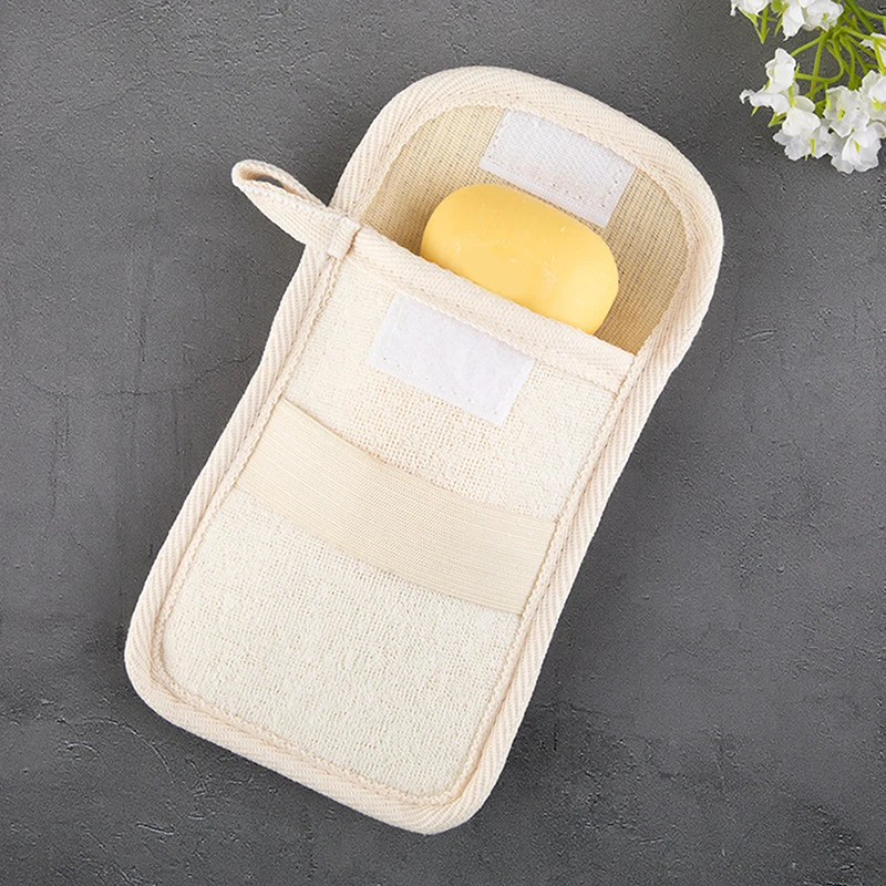 *Linen-cotton Flip Soap Foaming Net Bags Bath Washing Tools Body Cleaning Bubble Helper Mesh Deep Cleaning Exfoliating Scrubber