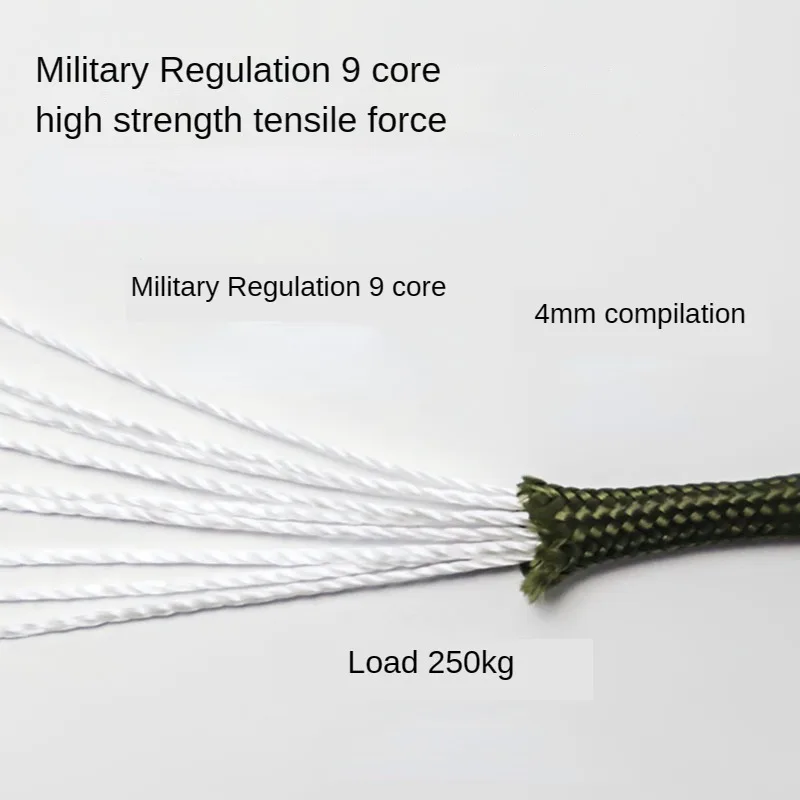 Outdoor Umbrella Rope 31m 4mm Camping Tent Rope 550 Military Regulation 9 Core Rescue Rope Binding Braided Clothesline