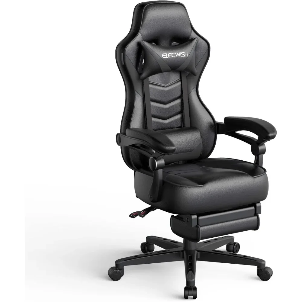 

Gaming Chair for Adults Ergonomic Racing Style High Back Computer Chair with Footrest Headrest and Lumbar Support PU Leather