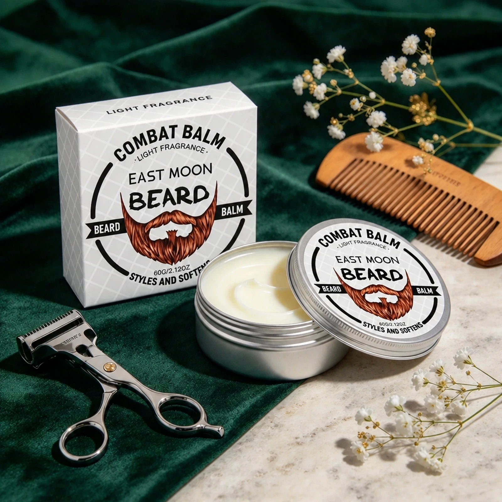East Moon Beard Growth Cream Lasting Moisturize Nourish Soften Extra Strong Beard Care Accessories Beard Gel Conditioner For Men