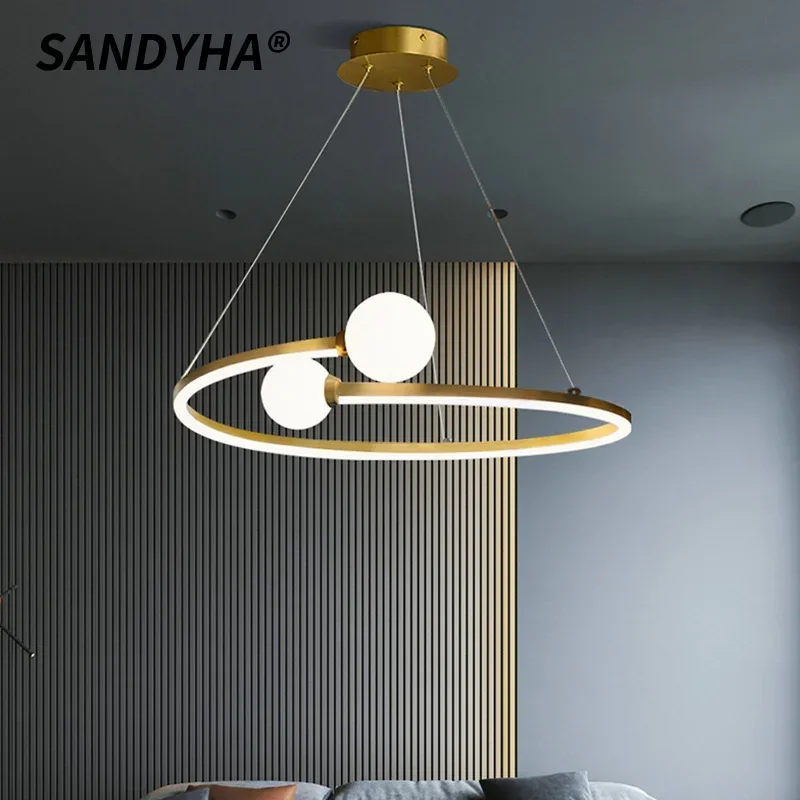 Nordic Minimalist Ring LED Pendant Lamp, Regulável para Mesa, Sala de Jantar, Cozinha Ilha, Quarto Lustre, Luminária