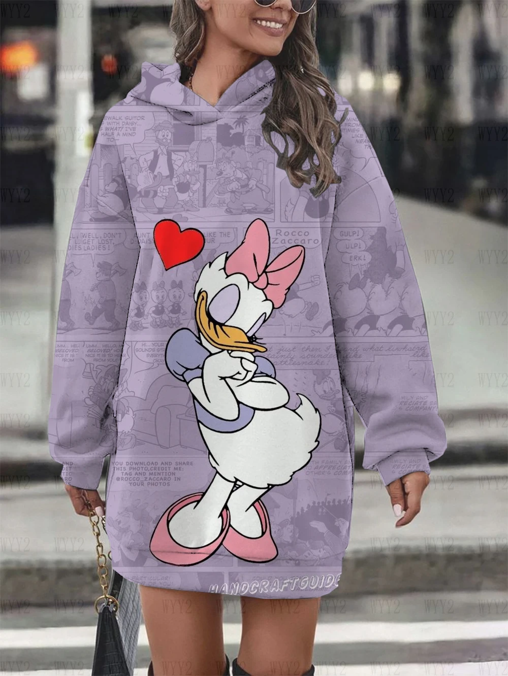 New Ladies Sweatshirt Clothing Hooded Sweatshirt Dress Fashion Disney Donald Duck Daisy Dress Printed Women Hoodie Clothing