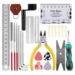 26 PCS Guitar Repairing Tool Kit with Carry Bag Maintenance Cleaning Tool Kit for Ukulele Bass Electric Guitar Gift