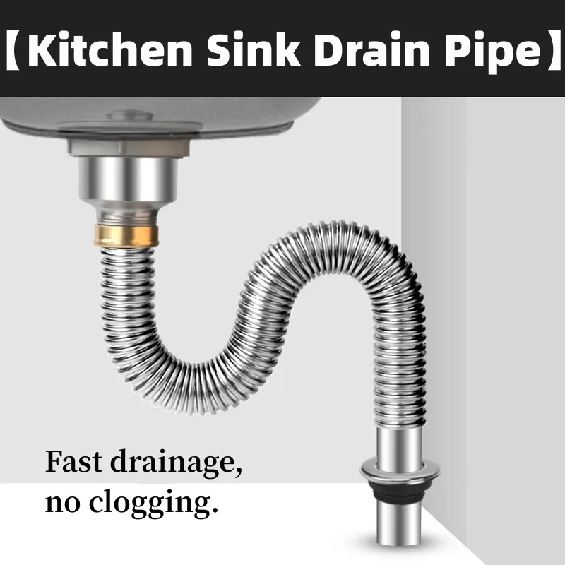Kitchen Stainless Steel Sink Drain Filter Single Tank Drain Pipe Deodorant Wash Basin Sewer Universal Drainer Bathroom Parts