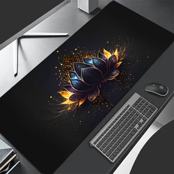 Black Gold Lotus Mouse Pad Gaming Accessories Notbook Computer Speed Mini Pc Gamer Keyboard Desk Mat Big Mousepad Large Gift