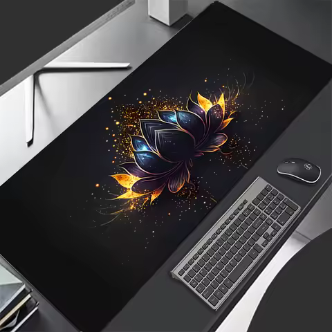 Black Gold Lotus Mouse Pad Gaming Accessories Notbook Computer Speed Mini Pc Gamer Keyboard Desk Mat Big Mousepad Large Gift