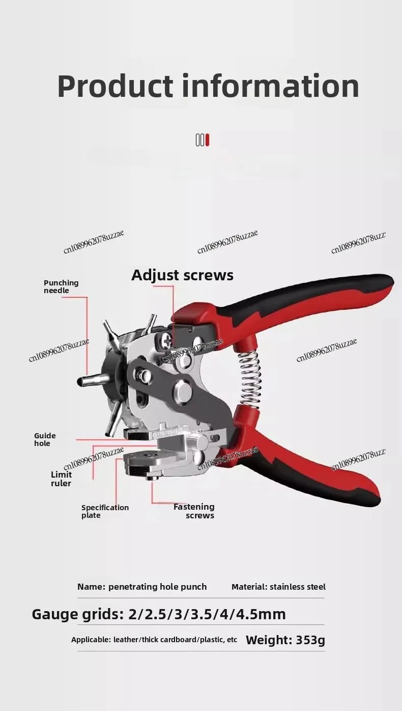 Multi-functional Penetrating Punching Pliers, Belt Punchers, Professional Round Hole , Copper and Aluminum Sheet Tools