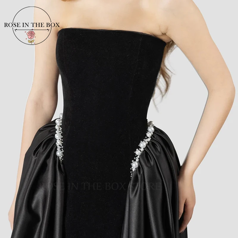 

ROSEINTHEBOX Strapless Women Evening dresses A-line Satin Elegant Party Dresses 2025 Sleeveless Luxury Formal Gown Customized