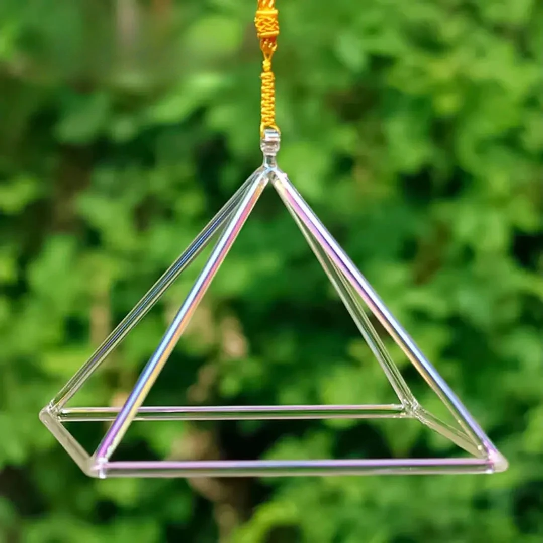 Colorful Crystal Singing Pyramid 3‑10 Inch, Sound Healing Percussion Instrument for Yoga Meditation & Spiritual Sound Therapy