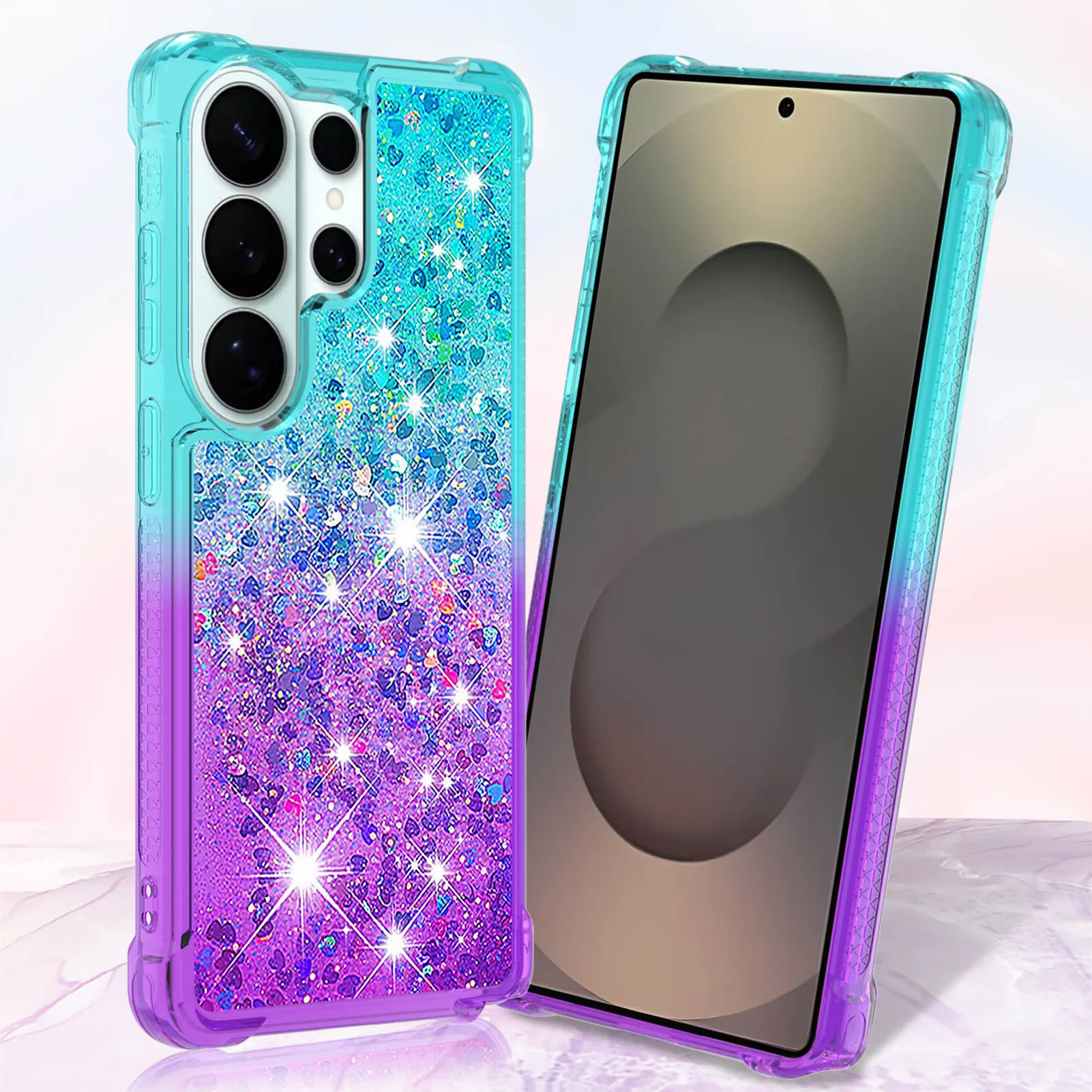 Glitter Sequin Phone Case for Samsung Galaxy S25 Edge S25 S24 S23 S22 Ultra S20 FE S21 Plus Gradient Dynamic Liquid Back Cover