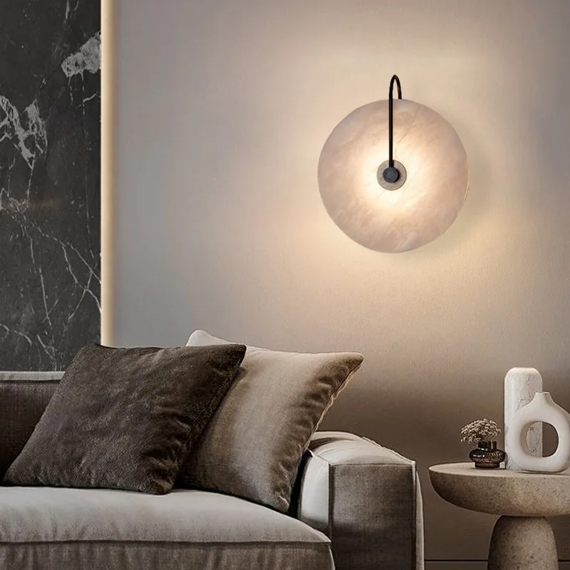 Nordic Marble LED Wall Lamps Minimalist Rotundity Natural Stone Wall Sconces Hallway Bedroom Aisle Corridor Home Decor Lighting