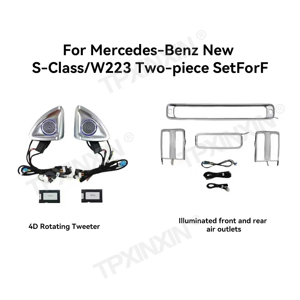 

car modification For Mercedes-Benz New S-Class/W223 Two-piece Set For 4D Rotating Tweeter Illuminated Front And Rear air outlets